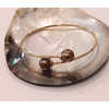 Gold  bangle with round Tahitian pearls