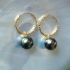 Joyce 18k gold and Tahitian pearl hoop earrings