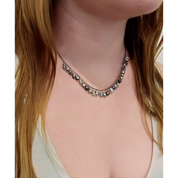 Collier argent avec keshis Les pétales