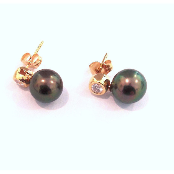 Lorene 18K gold earrings with Tahitian pearls