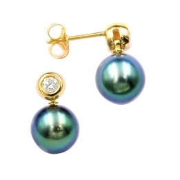 Lorene 18K gold earrings with Tahitian pearls