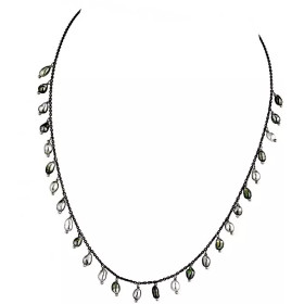 Silver necklace with keshis Tahitian pearls . Poemana