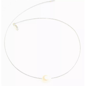 White baroque freshwater cultured pearl on silver cable necklace.