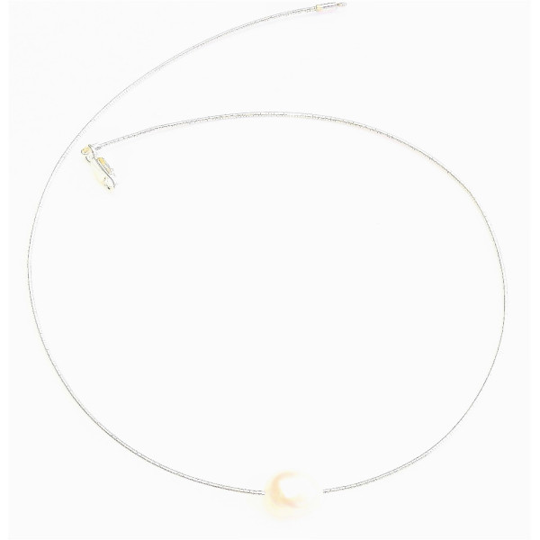 White baroque cultured pearl silver cable necklace