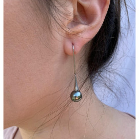 Monaco Sterling silver and Tahitian pearl earrings