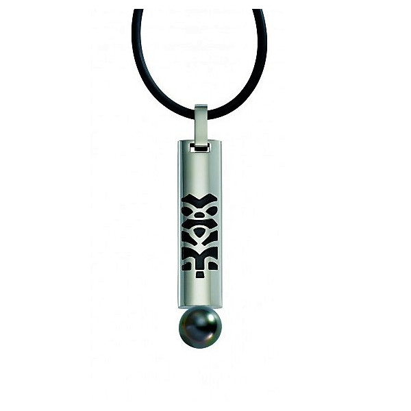 Totem steel and Tahitian pearl necklace