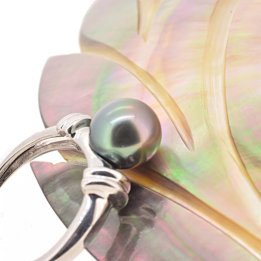 Anillo Carmen de plata con perla de Tahití