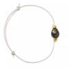 Cotton and gold bracelet with a Tahitian pearl