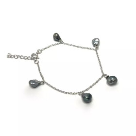 Bracelet argent avec keshis de Tahiti Moea. Poemana bijoux