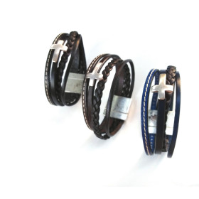 Willy leather and steel bracelet