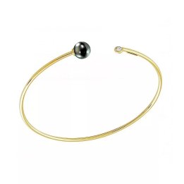 Bracciale rigido in oro 18 carati con perla di Tahiti e diamante