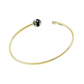 Gold  bangle with round Tahitian pearls