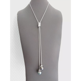 Collier argent perles de Tahiti Poerava