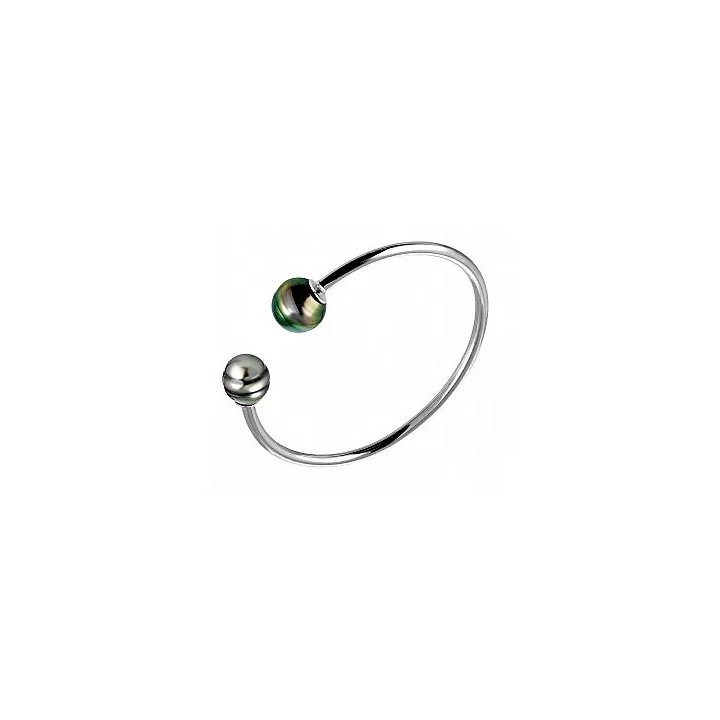 Brazalete rígido Poe Patia de plata con perlas de Tahití con anillos