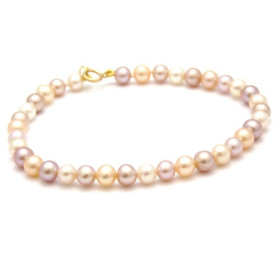 Bracelet or 18 K perles de culture multicolores  Isis