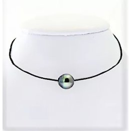 Collar de algodón con perla de Tahití con anillos