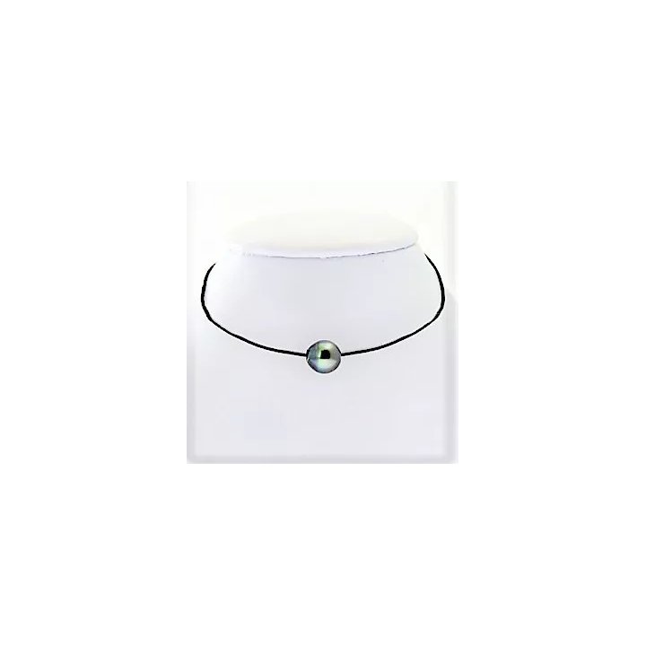 Collar de algodón con perla de Tahití con anillos