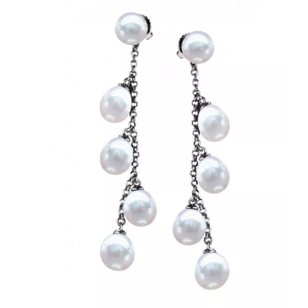 Boucles argent perles eau douce Cotton Cany