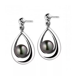 Design-Ohrringe Tahaa aus 925er Silber mit runden Tahiti-Perlen