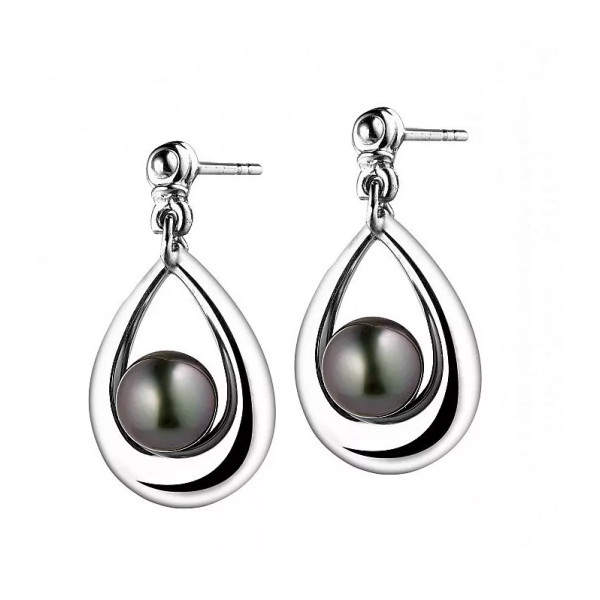 Boucles d’oreilles argent perles de Tahiti rondes Tahaa. Poemana