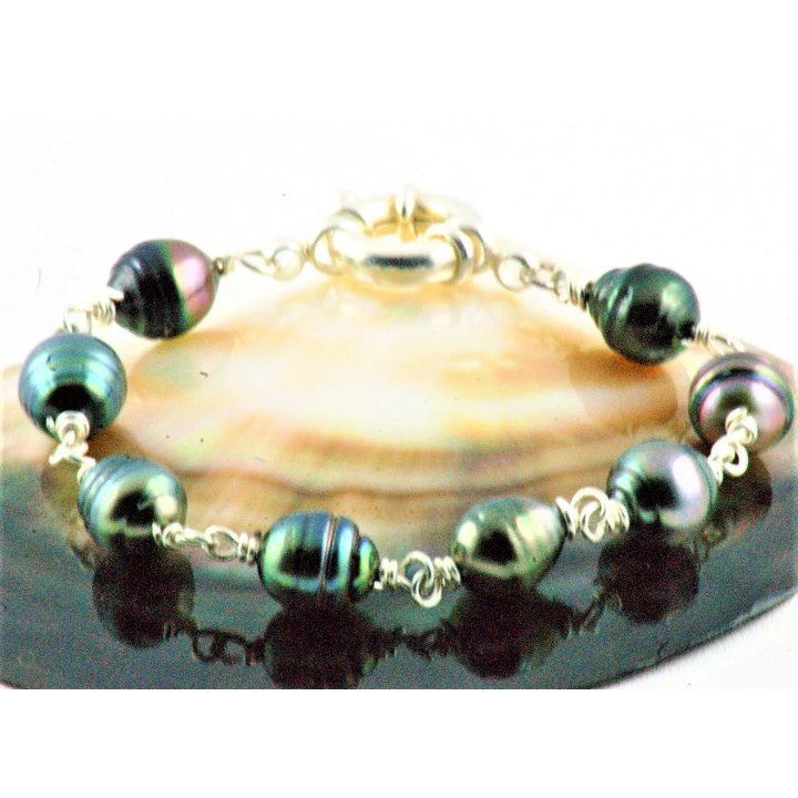 Armband Alizée aus Silber mit Circlé-Tahiti-Perlen