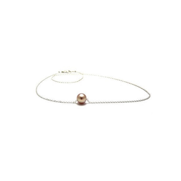 Opale pink cultured pearl silver necklace