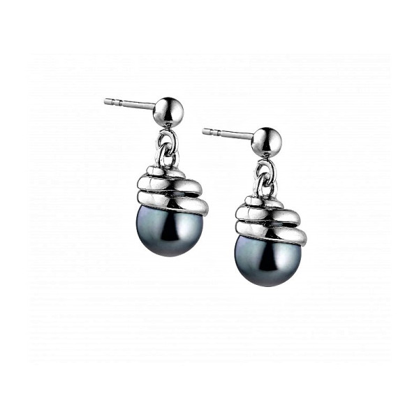 Vénus Sterling silver earringswith Tahitian pearls