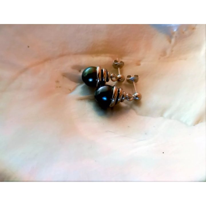 Pendientes Venus de plata con perlas de Tahití