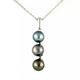 Pendentif argent perles de Tahiti cerclées Atlantide