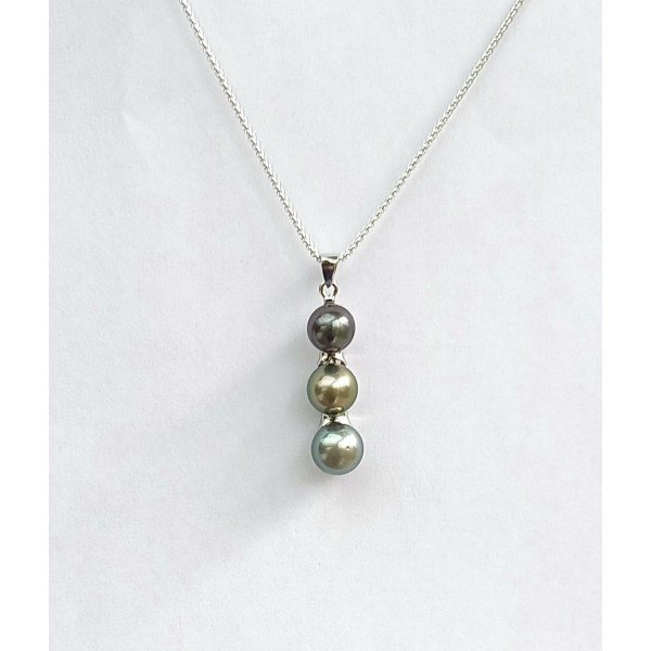  Atlantide Sterling silver pendant with Tahitian pearls