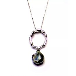 Collana Luna in argento con perle keshi di Tahiti