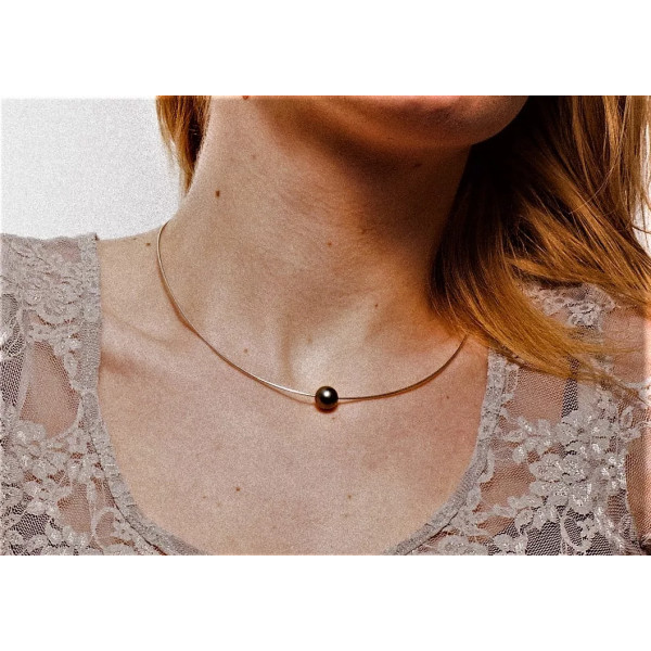 Essentiel Tahitian pearl silver necklace