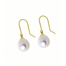 Mira gold and cultured pearl hook earrings