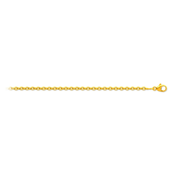 Chaine forçat ronde de 1.3 mm et 45 cms de long en or jaune 18K