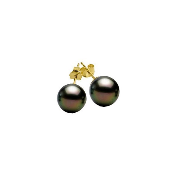 Clous d'oreilles or 18K  perles de Tahiti rondes