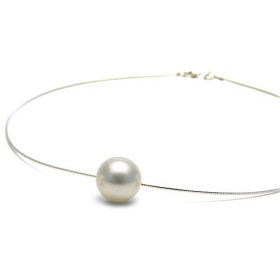 White cultured pearl silver cable necklace