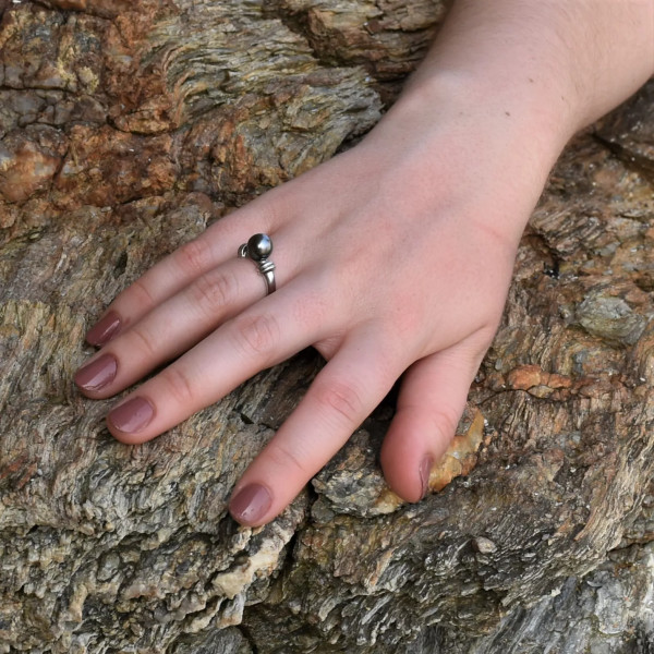 Bague argent perle de Tahiti ronde Maria