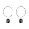 Sterling silver hoop earrings with Tahitian pearls