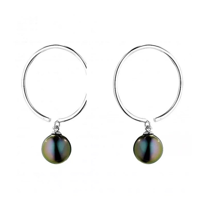 Aros de oro de 18 quilates con perlas de Tahití redondas