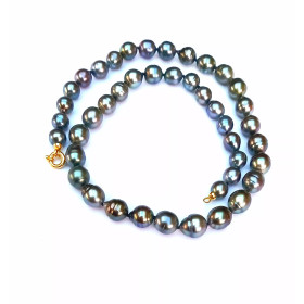 Collier or 18k perles de Tahiti cerclées 9/10 mm Serenade