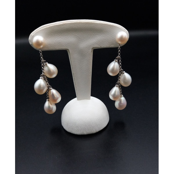 Cotton Candy Sterling silver earrings with freshwater pearls