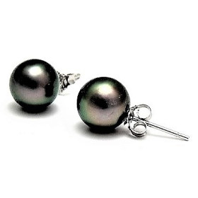Black Tahitian pearl stud earrings
