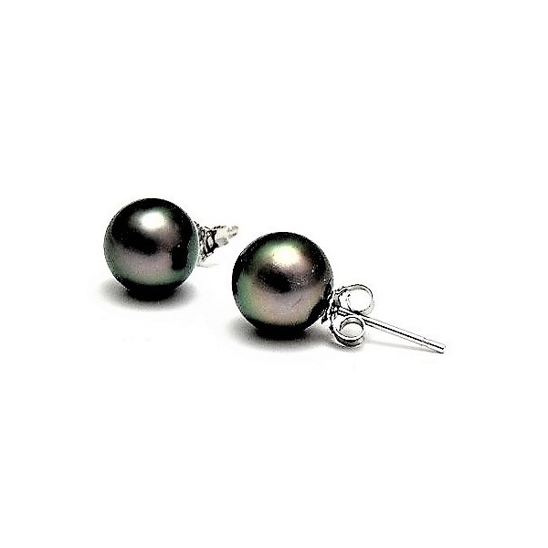Black Tahitian pearl stud earrings