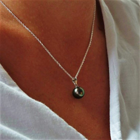 Sterling silver Tahitian pearl 10-10,5 mm pendant