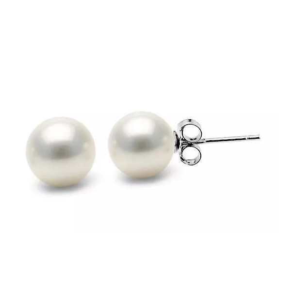 Romance freshwater pearl silver ear studs