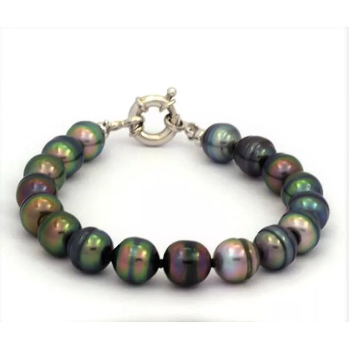 Pulsera Cordelia de perlas de Tahití con anillos