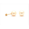 Pink or white  cultured pearl gold ear studs