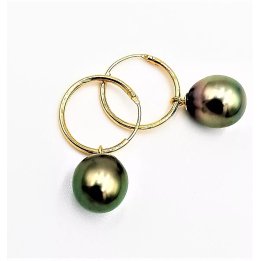 Creolen Nina aus 18 Karat Gold mit Tahiti-Perlen