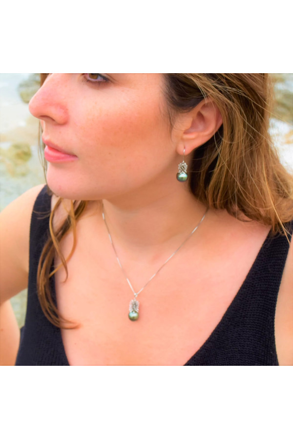 Collier En Argent Sterling Avec Perles De Tahiti Et Mer Du Sud – Neuf, Fait Main