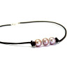 Leather necklace with 3 pink cultured pearls